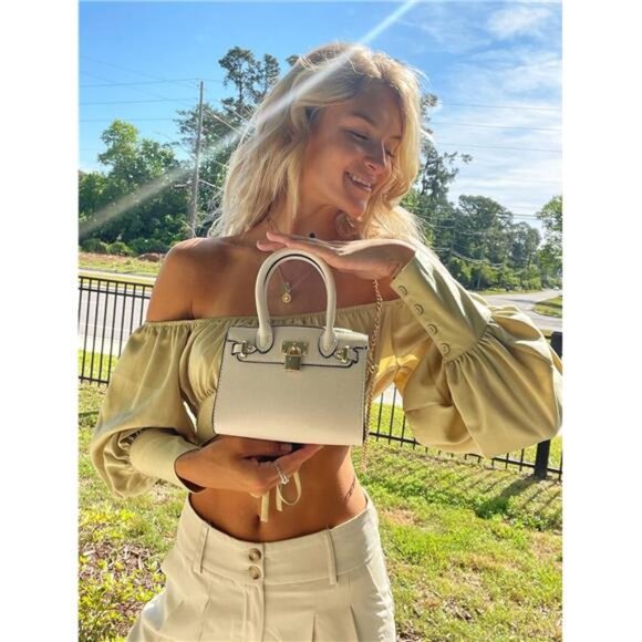 Women evening bag mini satchel clutch purse party prom handbag with chain lock - Picture 6 of 7